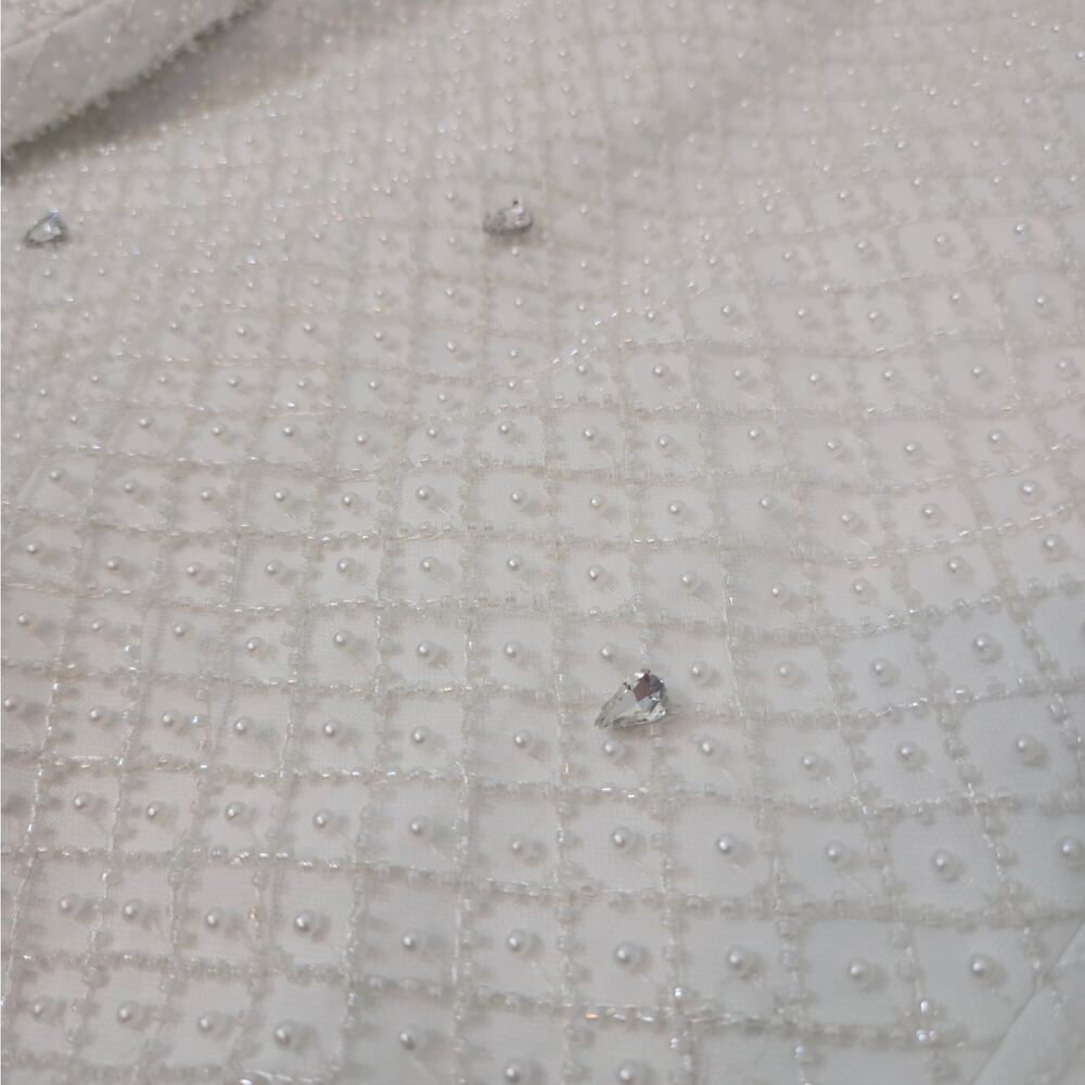 Morphine Fashion Pearl Crystal White Bridal Blazer Jacket XL NWT - Picture 6 of 11
